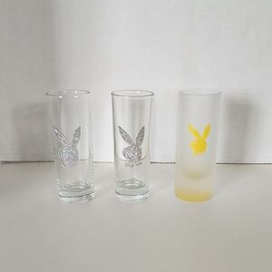 Playboy Silver and Yellow Shot Glass Set